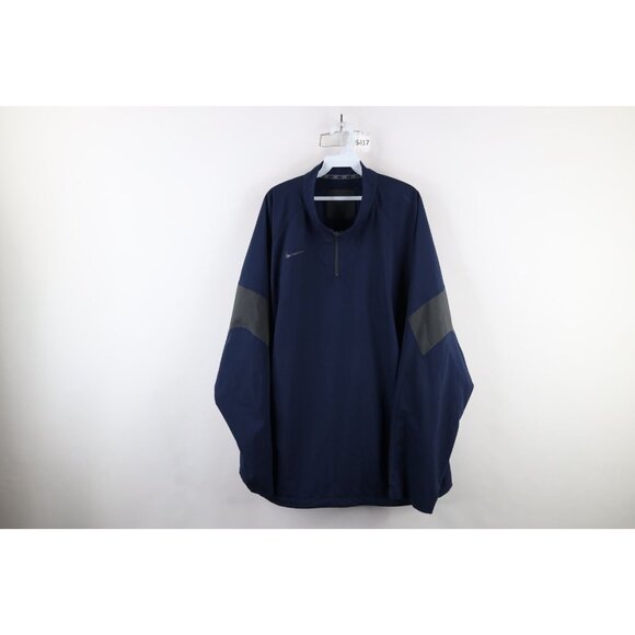 Nike Other - Nike Mens Size 3XL Color Block Swoosh Half Zip Pullover Jacket Navy Blue